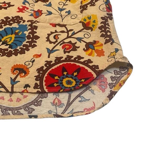 Emery Rose Tan Colorful Floral Boho Bohemian Long Sleeve Tunic Women Size Small - Picture 7 of 12